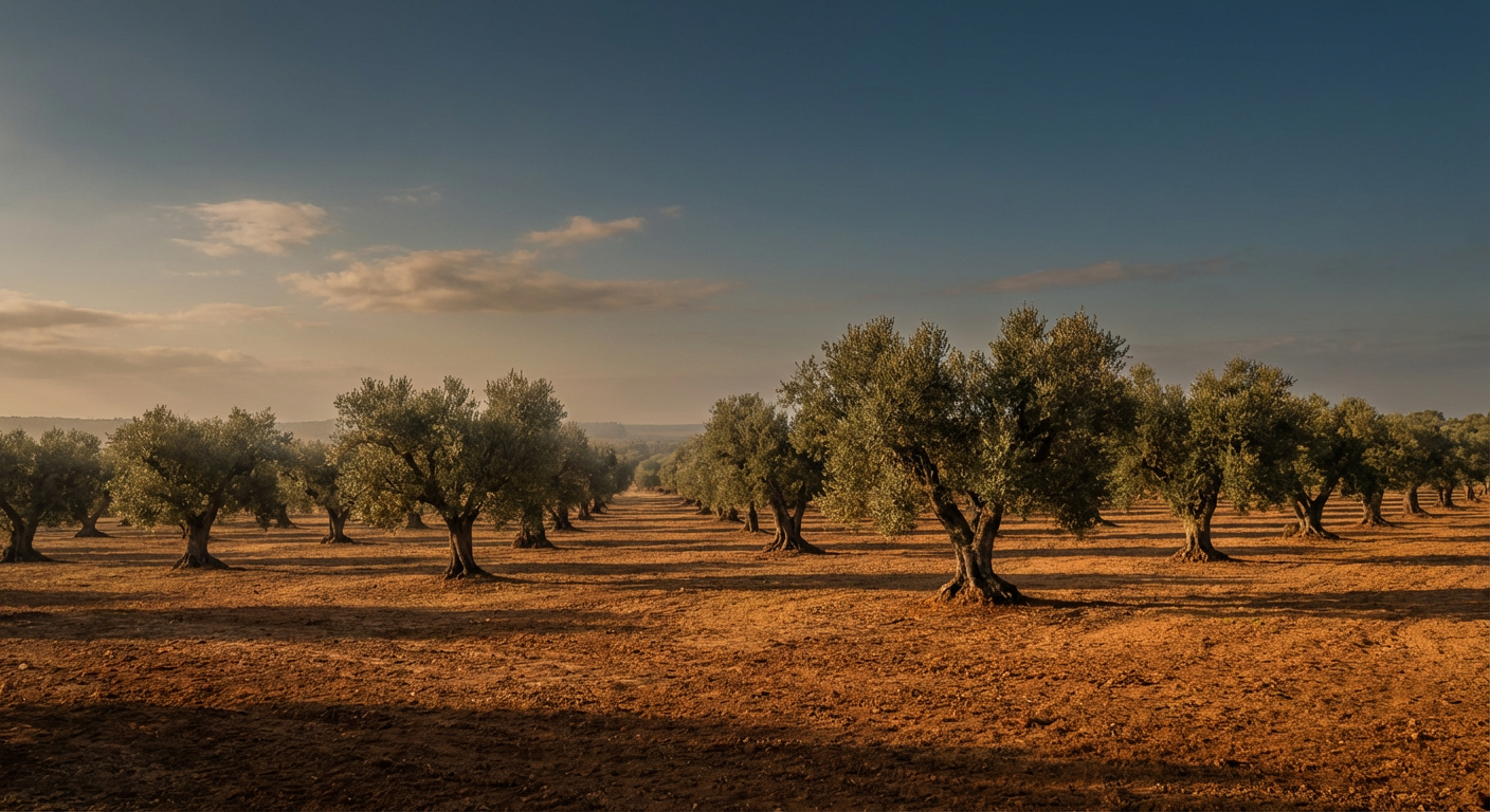 Authentic Mediterranean olive grove used for premium extra virgin olive oil production